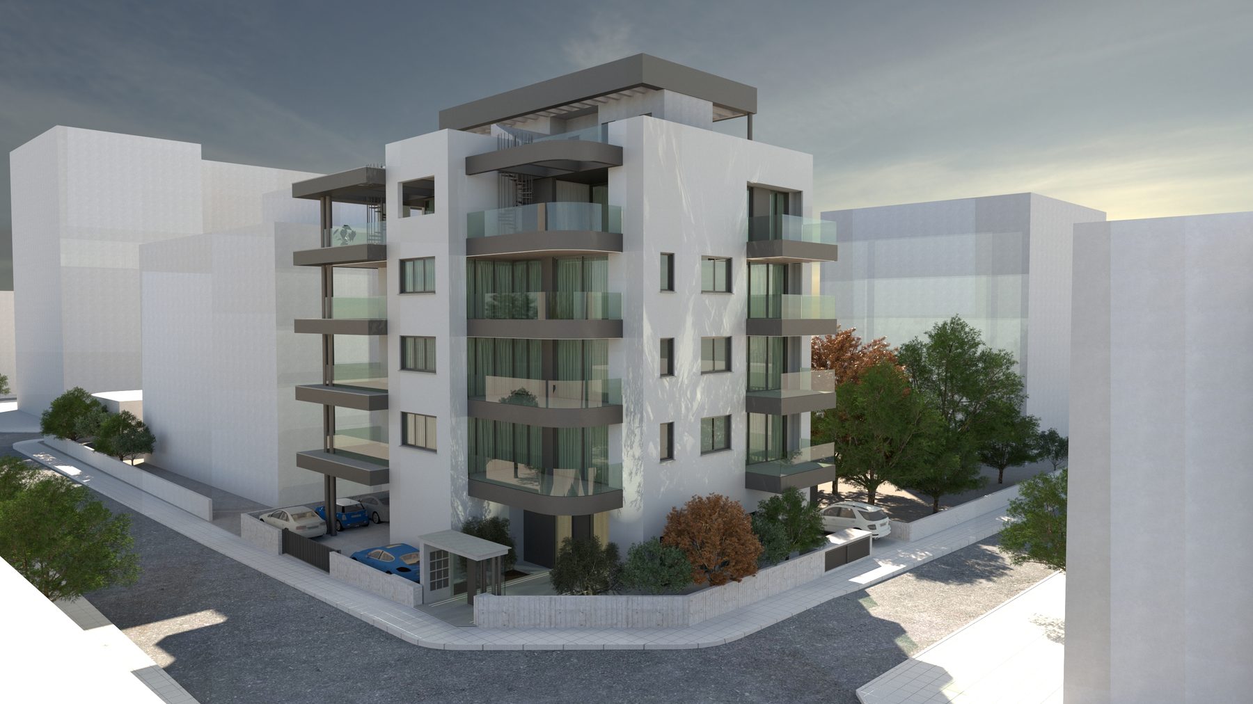 Blue Olive Residences — street corner elevation